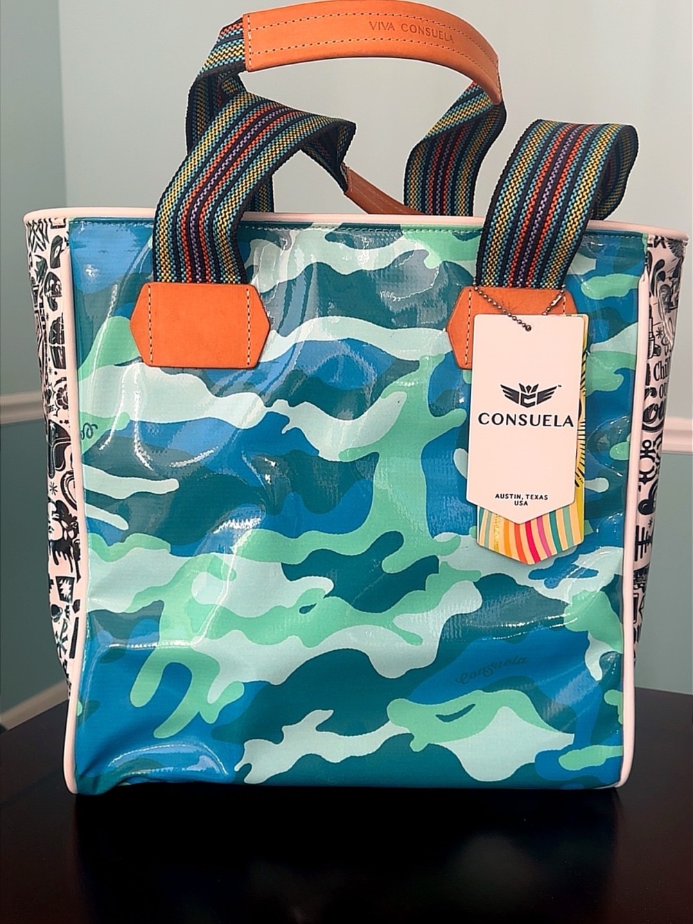 Rare New Consuela Classic Tote in Camouflage, Graffiti & Watermelon Print